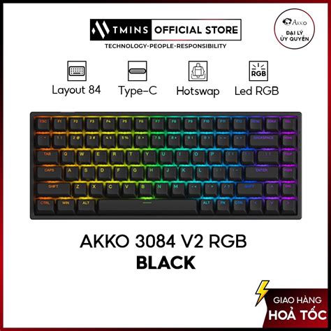 Bàn phím cơ AKKO 3084 v2 RGB Black Foam tiêu âm Hotswap AKKO CS