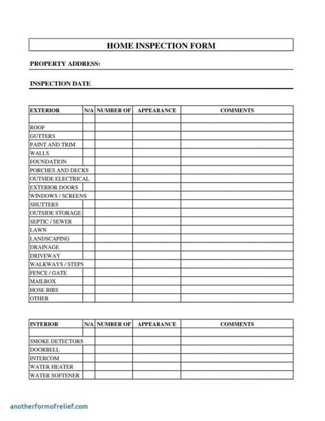 Printable Roof Inspection Form Template