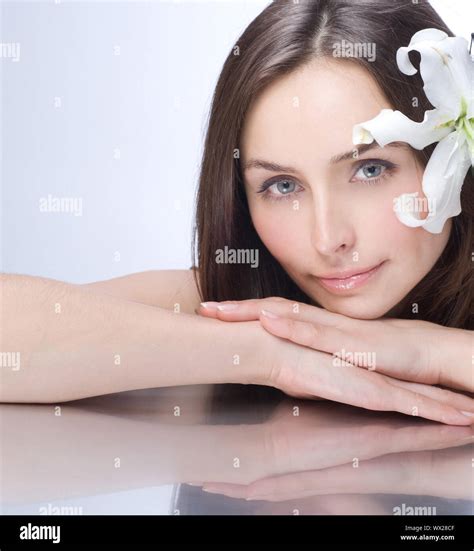 Beautiful Spa Woman Portrait Clear Fresh Skin Stock Photo Alamy