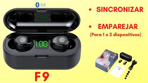 Audifonos F9 Tws Emparejar Sincronizar Para 1 O 2 Dispositivos