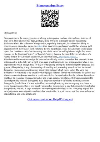 Ethnocentrism Essay Pdf