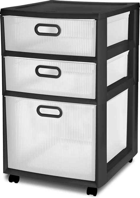 Sterilite 36129002 Black Frame Ultra 3 Drawer Cart With Clear Drawer 2