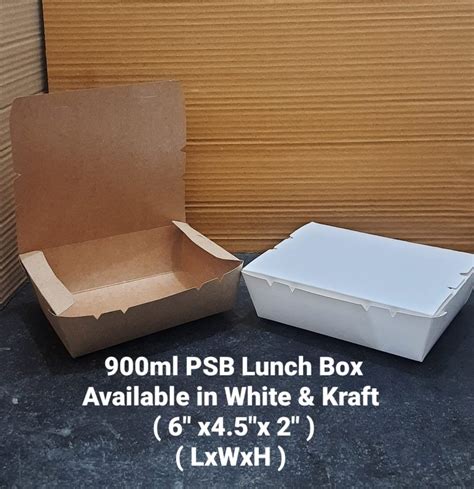 Rectangular Plain White And Kraft 900ml Paper Food Box Lunch Box For Event And Party Supplies