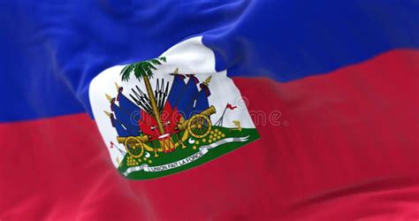 Detail Of The Haiti National Flag Waving In The Wind Stock Illustration