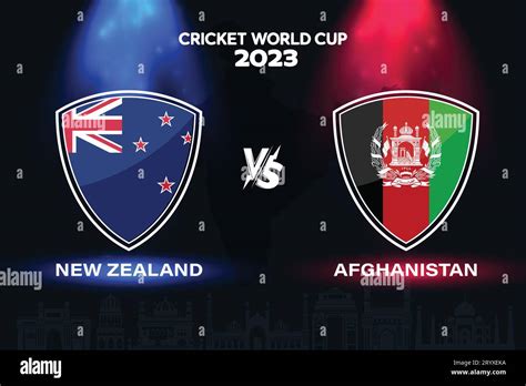 New Zealand Vs Afghanistan International Cricket Flag Badge Design On