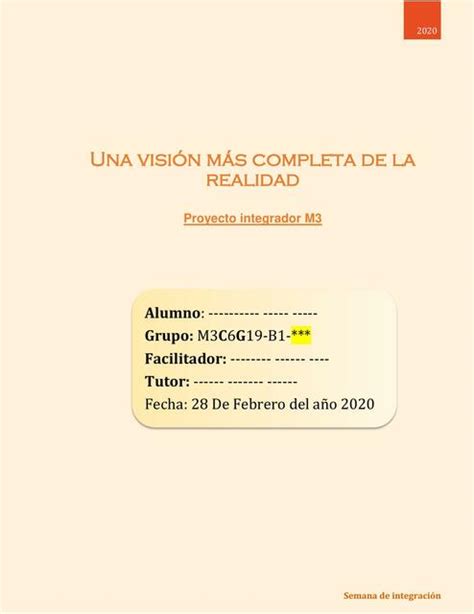 Proyecto Integrador Modulo Semana Una Visi N Mas Completa De La