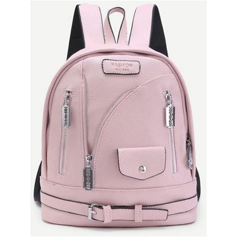 SheIn Sheinside Zipper And Buckle Design PU Backpack 25 Liked On