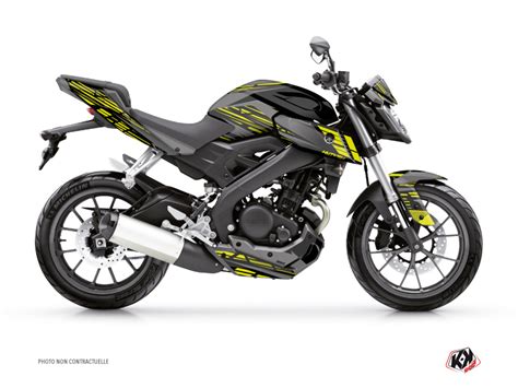 Yamaha MT 125 Street Bike Night Graphic Kit Black Yellow Kutvek Kit