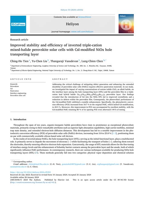 Pdf Improved Stability And Efficiency Of Inverted Triple Cation Mixed