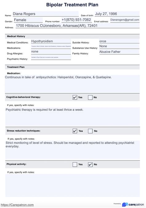 Bipolar Treatment Plan & Example | Free PDF Download