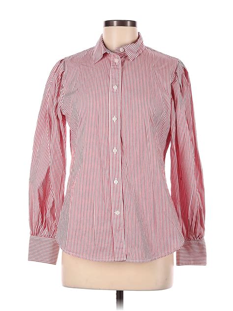 J Crew Stripes Red Long Sleeve Button Down Shirt Size 6 72 Off Thredup