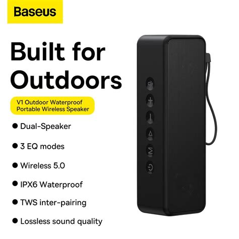 Baseus V Waterproof Outdoor Bluetooth Portable Speaker Wireless