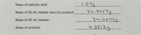 Solved Product Aspirin Calculate The Theoretical Yield I E The Mass