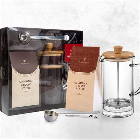 Ground Coffee Gift Set Cafetiere French Press Coffee Maker With 120g