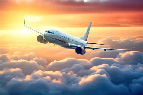 Premium Ai Image Landscape With Aircraft Is Flying Above Clouds In