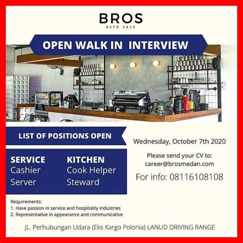 Lowongan Kerja Medan Oktober 2020 SMA Sederajat BROS Lounge