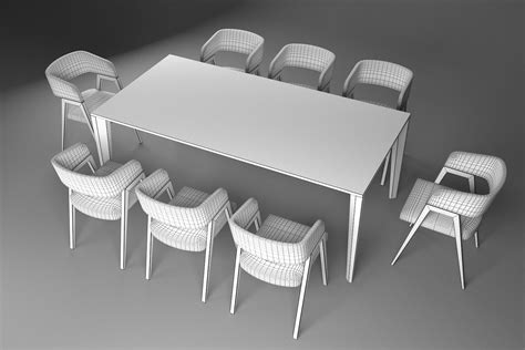 Dining Table And Chairs 3d Model Cgtrader