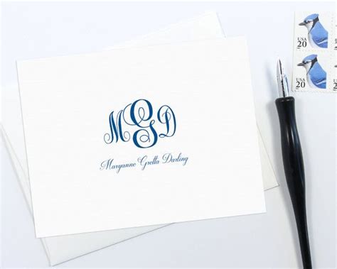 Monogrammed Note Cards Monogram Stationary Personalized Cards Custom