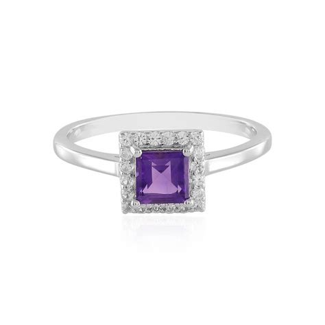 Brasilianischer Amethyst Zirkon Sterling Silber Ring 0 96 Ct