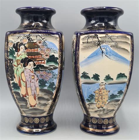 Par grande de jarrones Satsuma Porcelana Japón Catawiki