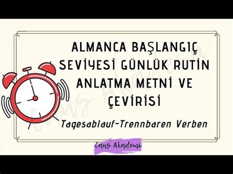 Almanca Çeviri Günlük Rutin Anlatma Metni A1 1 MEİN TAG YouTube