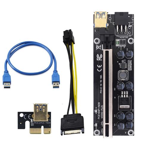 Buy 6pcs Pci E Riser 009s Plus Card Pcie Pci E Extender Gpu X16 Usb 30 To 6pin Adapter Cable