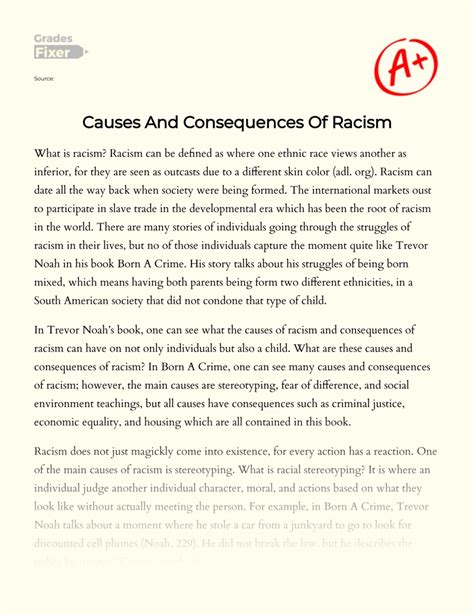 Causes And Consequences Of Racism [essay Example] 1771 Words