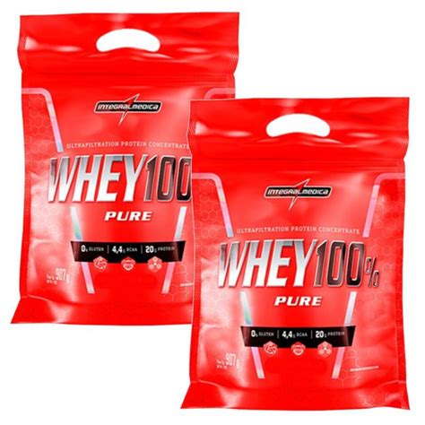 Kit 2x Whey Protein 100 Pure Concentrado Chocolate Maltado Refil 907g