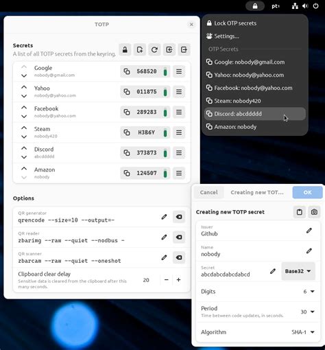 TOTP GNOME Shell Extensions