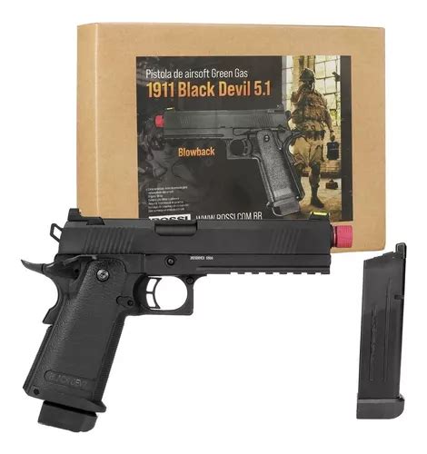 Pistola Airsoft Gbb Rossi 1911 Black Devil Hi Capa 5 1 Nfe