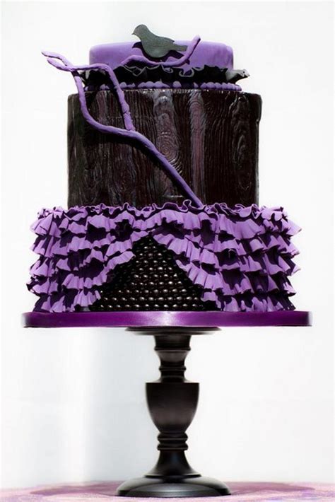 Black & Purple Gothic Wedding Cake - Decorated Cake by - CakesDecor