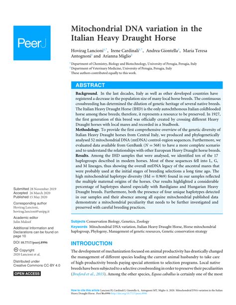 Pdf Distributed Under Creative Commons Cc By 40 Open Access Mitochondrial Dna Variation In