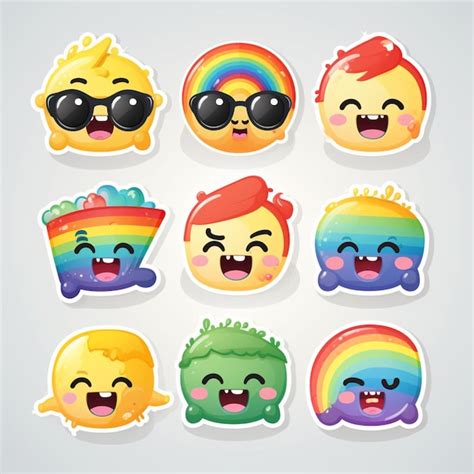 Premium Photo Cartoon Emoticions Of Different Emotions And Colors