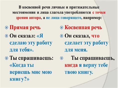 Прямая и косвенная речь в английском языке презентация 9 класс