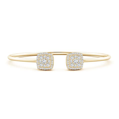 Round Diamond Cushion Halo Open Flex Bangle Angara