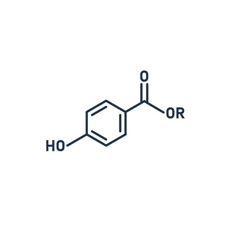 Paraben Molecule Chemical Structure Line Illustration Vector