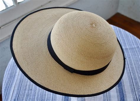 Vintage Straw Wide Brim Sun Hat Gem