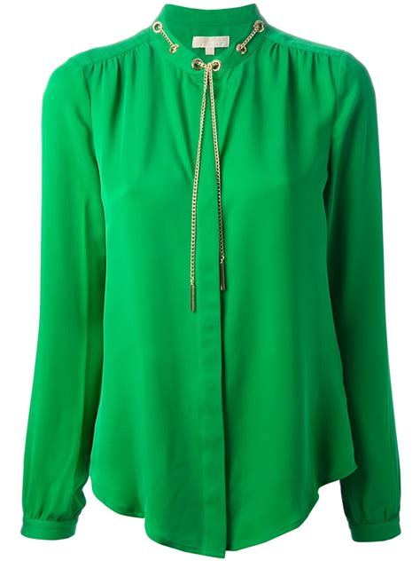 Michael Michael Kors Chain Detail Blouse In Green Lyst