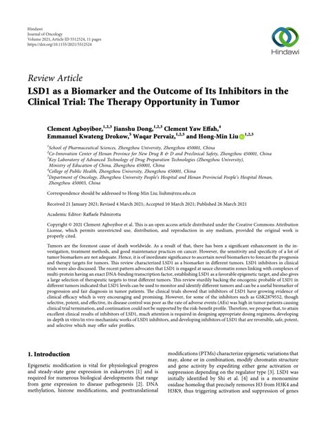 Pdf Lsd As A Biomarker And The Outcome Of Its Inhibitors In The