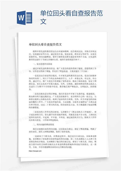 单位回头看自查报告范文模板下载报告图客巴巴