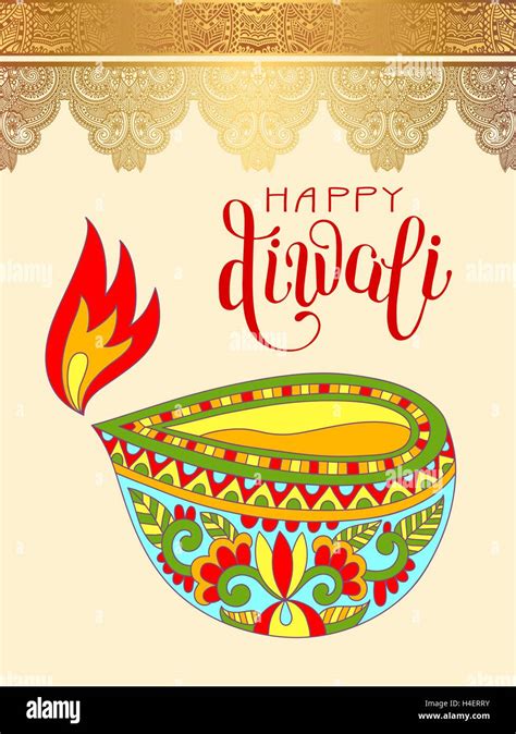 Happy Diwali Greeting Card With Hand Written Inscription To Indi Stock