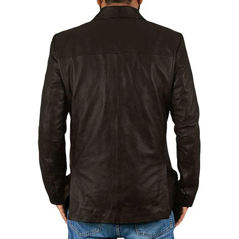 Design New Men S Brown Blazer Genuine Lambskin Leather Two Button Coat