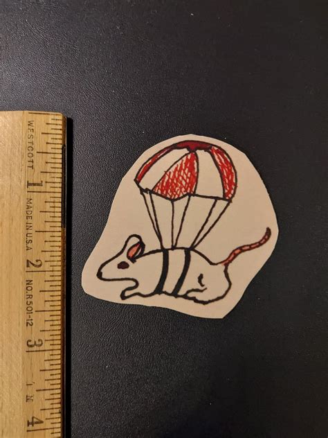 Parachuting Rat Sticker Self Adhesive Glossy Sticker Etsy