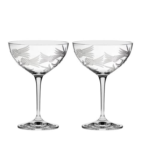 2 Flower Of Scotland Saucer Champagne Coupe Glass 155mm T Boxed Royal Scot Crystal Buy