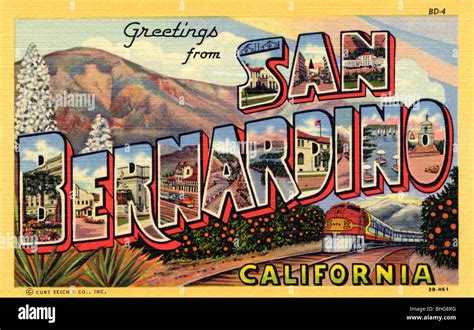 Greetings From San Bernardino California Postcard Artist