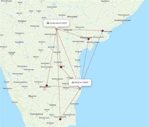 All Flight Routes From Hyderabad To Chennai Hyd To Maa Flight Routes