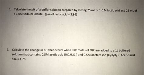 Solved Calculate The PH Of A Buffer Solution Prepared By Chegg