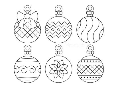 Printable Christmas Ornaments Coloring Pages Blank Templates