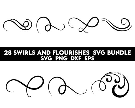 Swirls And Flourishes Svg Bundle Swirl Svg Flourish Svg Swoosh Svg