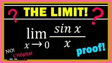 The Most Important Limit In Calculus Sin X X Don T Use L Hopital